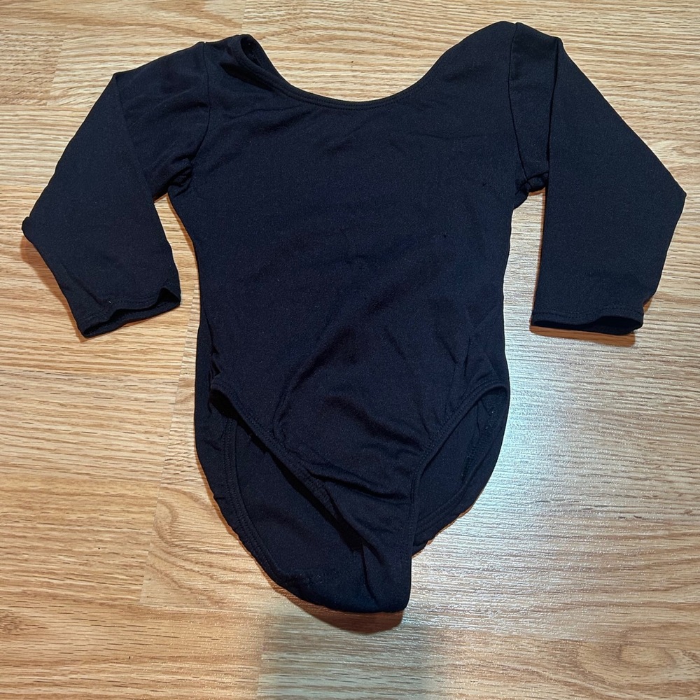 Jacques Moret Girls Black Long Sleeve Leotard Size 4/5 Dance Gymnastics Ballet